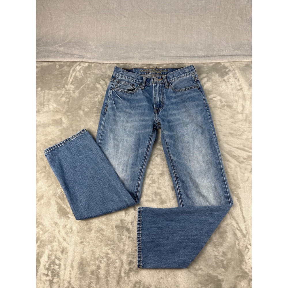 American Eagle Jeans Mens 28/30 Original Straight Blue Medium Wash EUC "FLAWS"